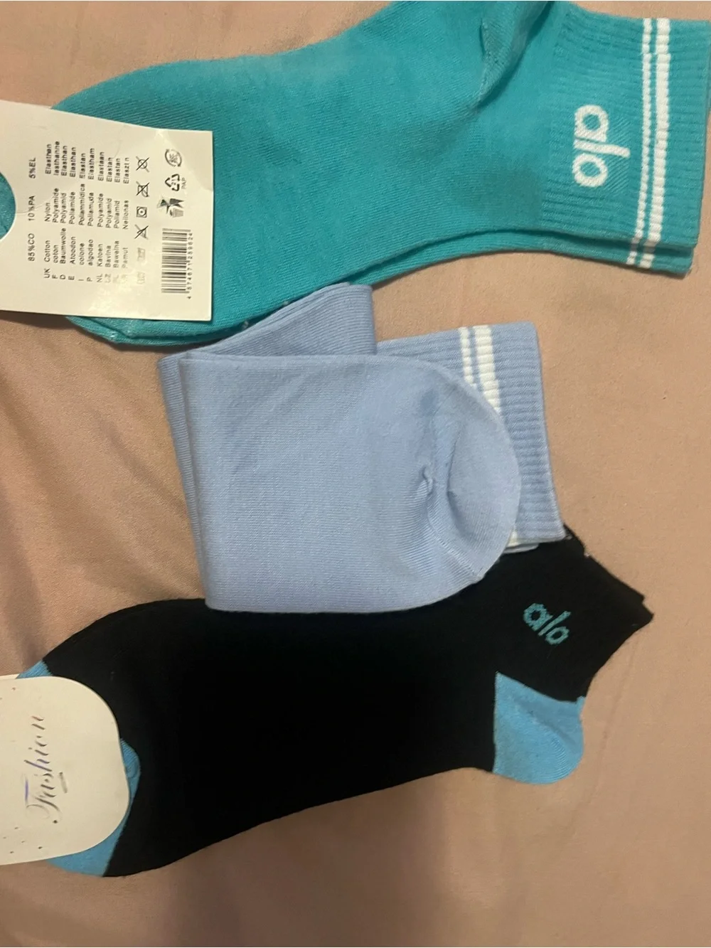 Yoga 3-Pack Athletic Socks - Teal, Light Blue, Black Bundle